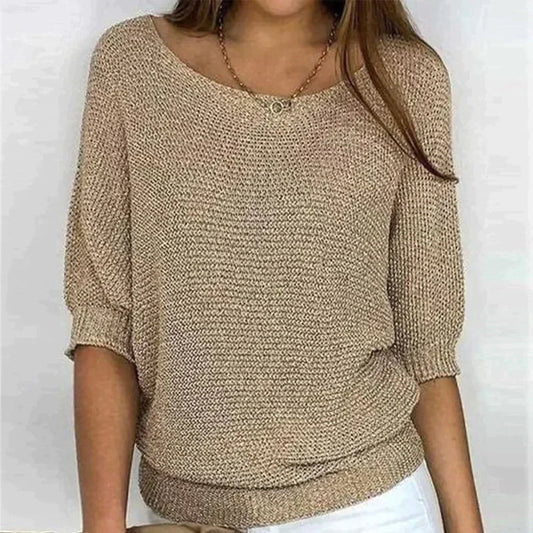 Damski sweter dzianinowy z dekoltem w łódkę