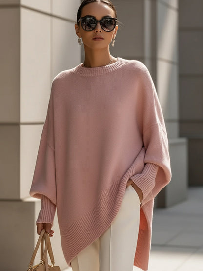 Damski sweter oversized z asymetrycznym dołem