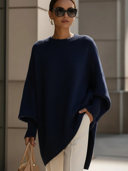 Damski sweter oversized z asymetrycznym dołem
