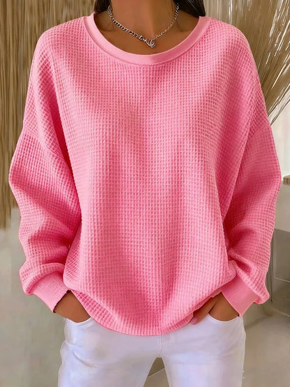Damski sweter waflowy z okrągłym dekoltem