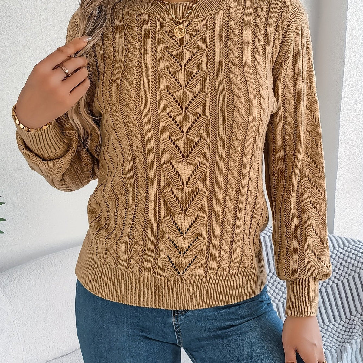 Blythe | Sweter z teksturą w splocie kablowym 0