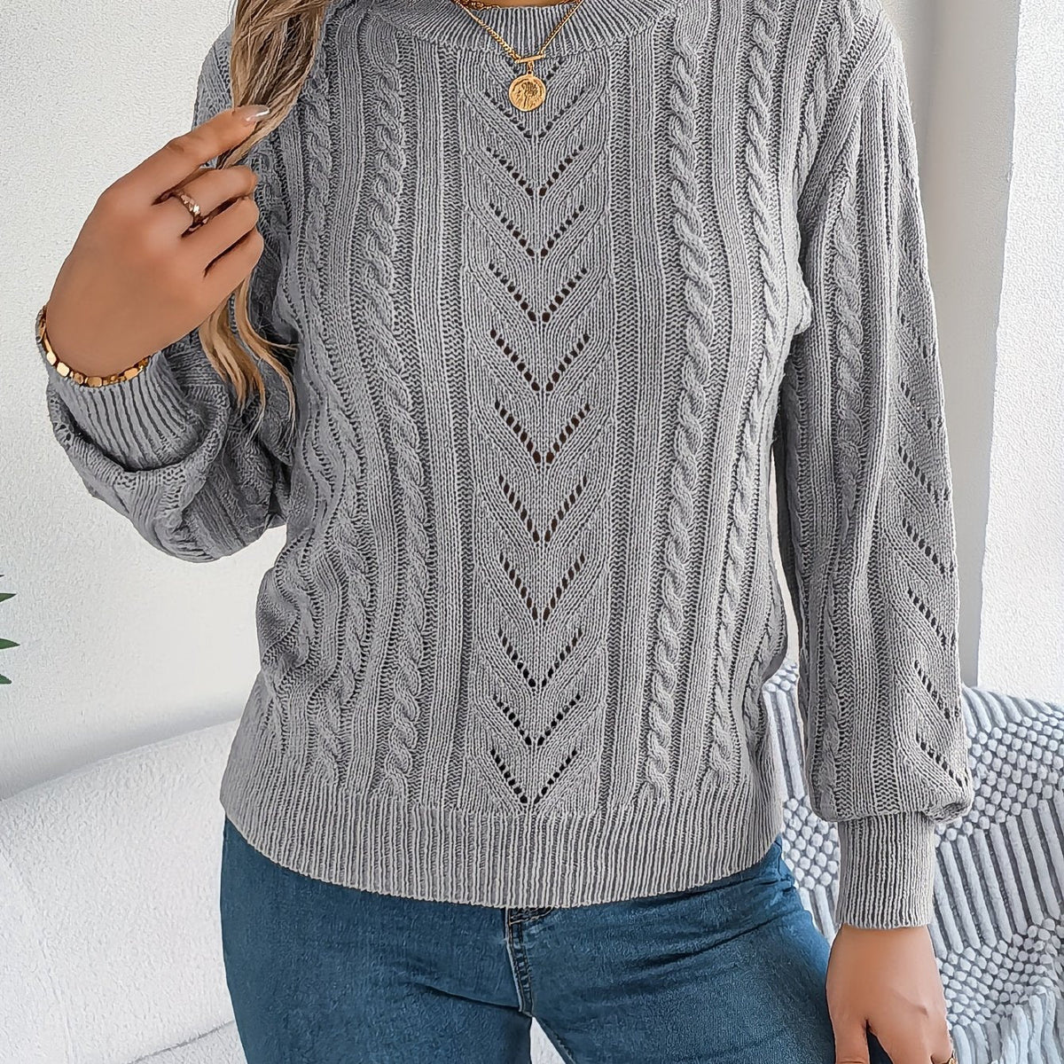 Blythe | Sweter z teksturą w splocie kablowym 7