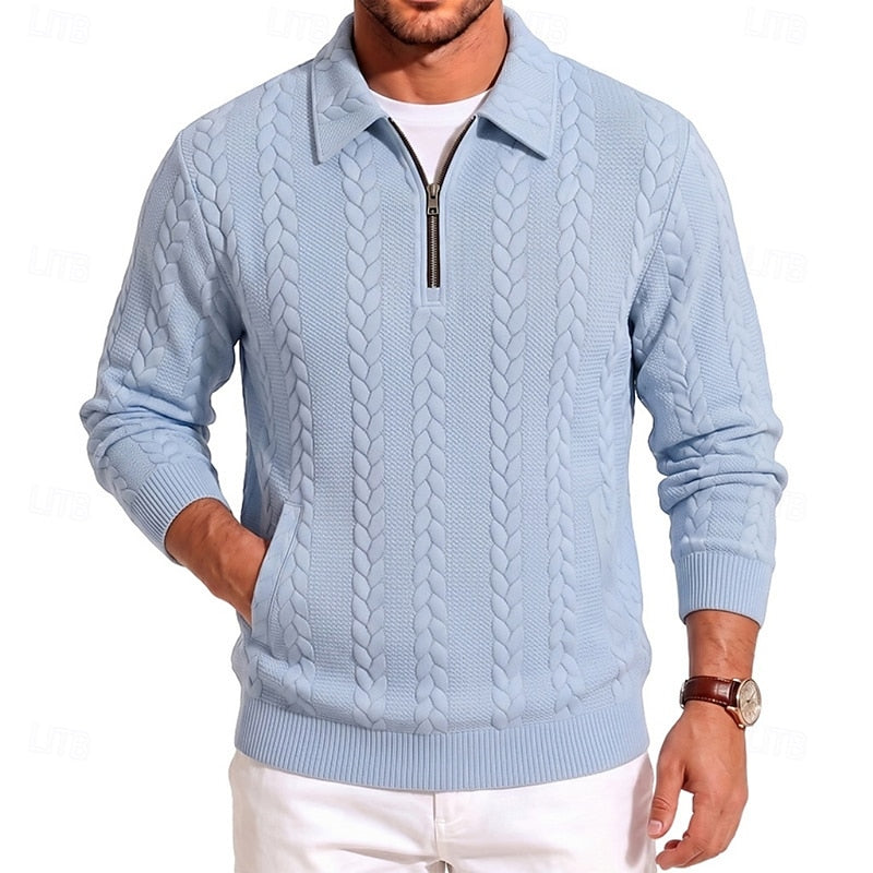 Chase | Teksturowany sweter z zamkiem błyskawicznym 1/4 0