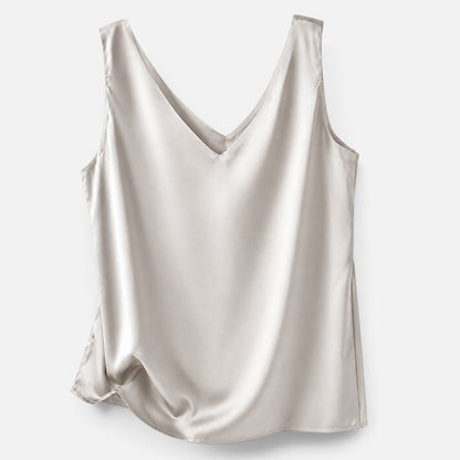 Damski Top Na Ramiączkach Satynowy Z Dekoltem V Elegancki