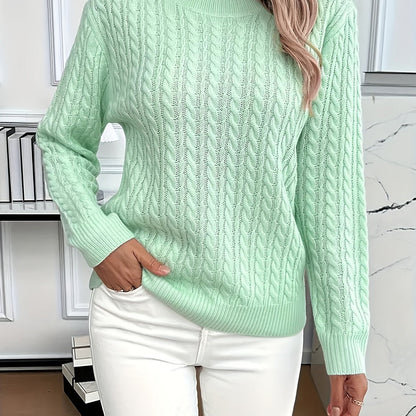 Faye | Sweter z okrągłym dekoltem i splotem kablowym 0