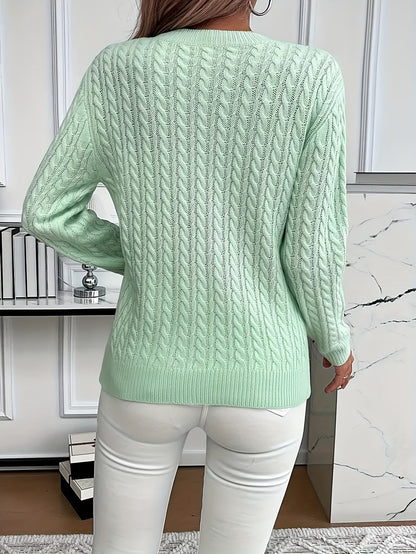 Faye | Sweter z okrągłym dekoltem i splotem kablowym 1