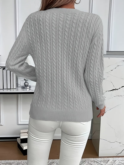 Faye | Sweter z okrągłym dekoltem i splotem kablowym 7